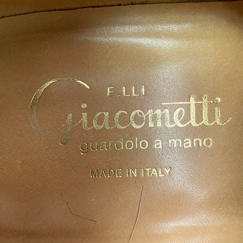 3f7 【イタリア製】 F.LLI Giacometti フラッテリ ジャコメッティ 廃版モデル モカUチップ 牛毛 チロリアンシューズ レザーシューズ サイズ42(26.5~27cm相当) ベージュ メンズ 男性用 靴
