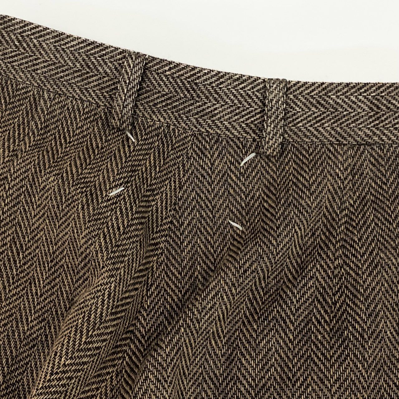 11f12 《美品》 Maison Margiela メゾン マルジェラ テーパードパンツ スラックス ボトムス 4ライン S51KA0530 サイズ36 ブラウン ヘリンボーン レディース