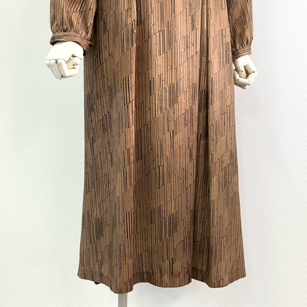 48k8 《新品同様》 MORABITO BLANC モラビト カシュクールワンピース ロングワンピース 長袖 2113-11213 サイズ38 ブラウン系 ポリエステル100% レディース