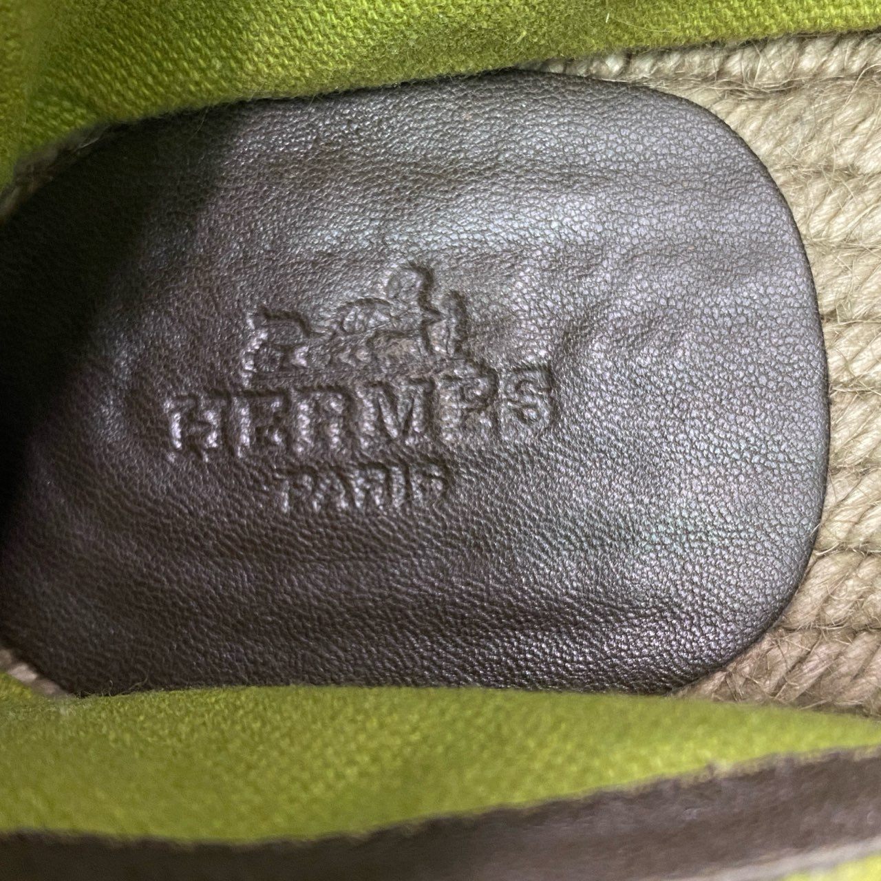 6b14 HERMES エルメス セリエ エスパドリーユ 41 グリーン スリッポン シューズ イタリア製 夏