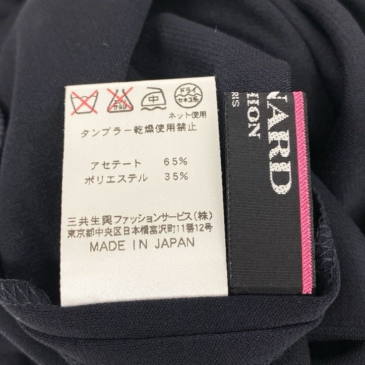 80g23 【美品】 LEONARD レオナール 七分袖カットソー トップス カンカン素材 モックネック 薄手 春夏 レディース 女性用 0159581 L ブラック