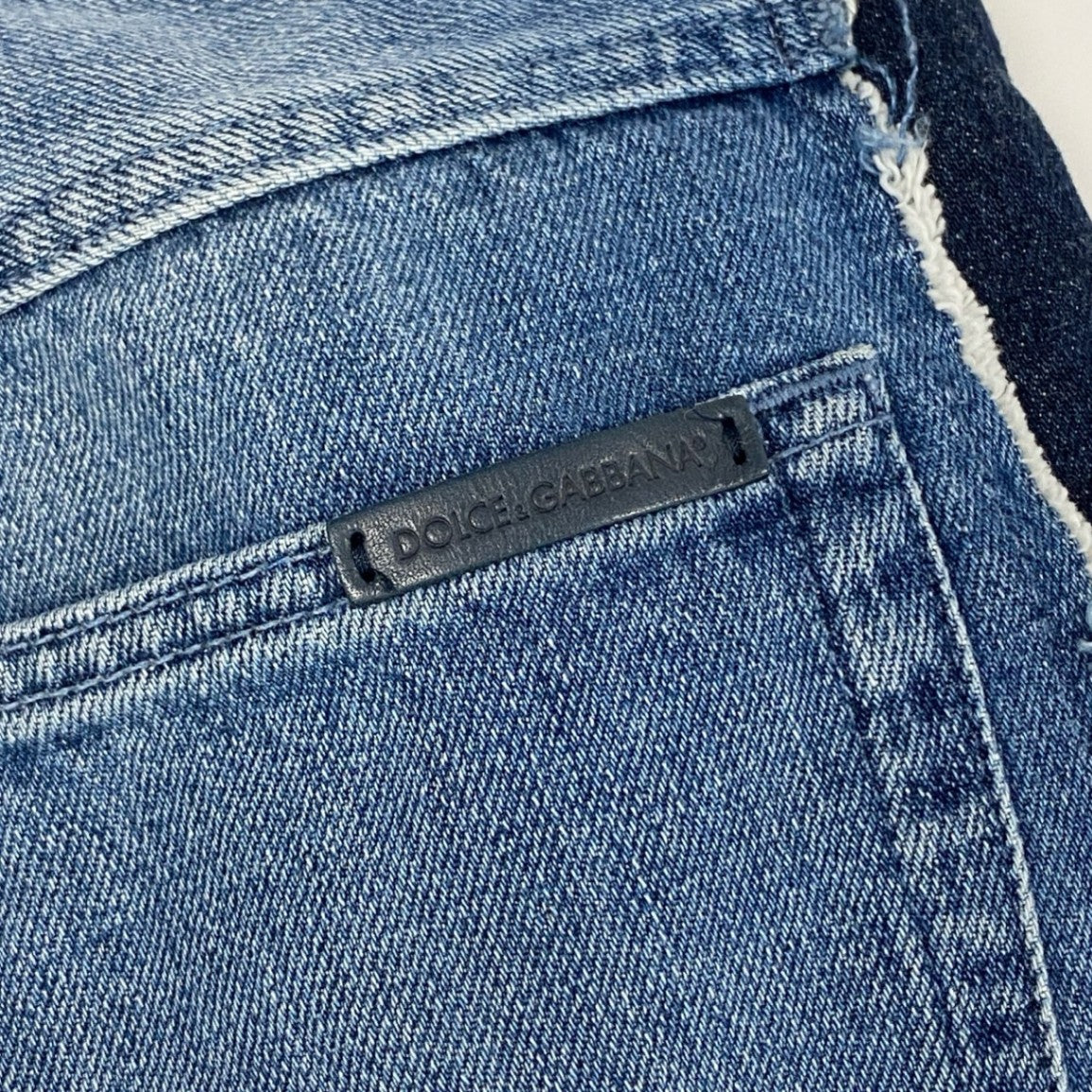 18k27 《美品》 DOLCE&GABBANA ドルチェアンドガッパーナ DENIM LOOSE ルーズフィットジーンズ カットオフ 切替デニムパンツ イタリア製 国内正規品 44 ブルー系 コットン100