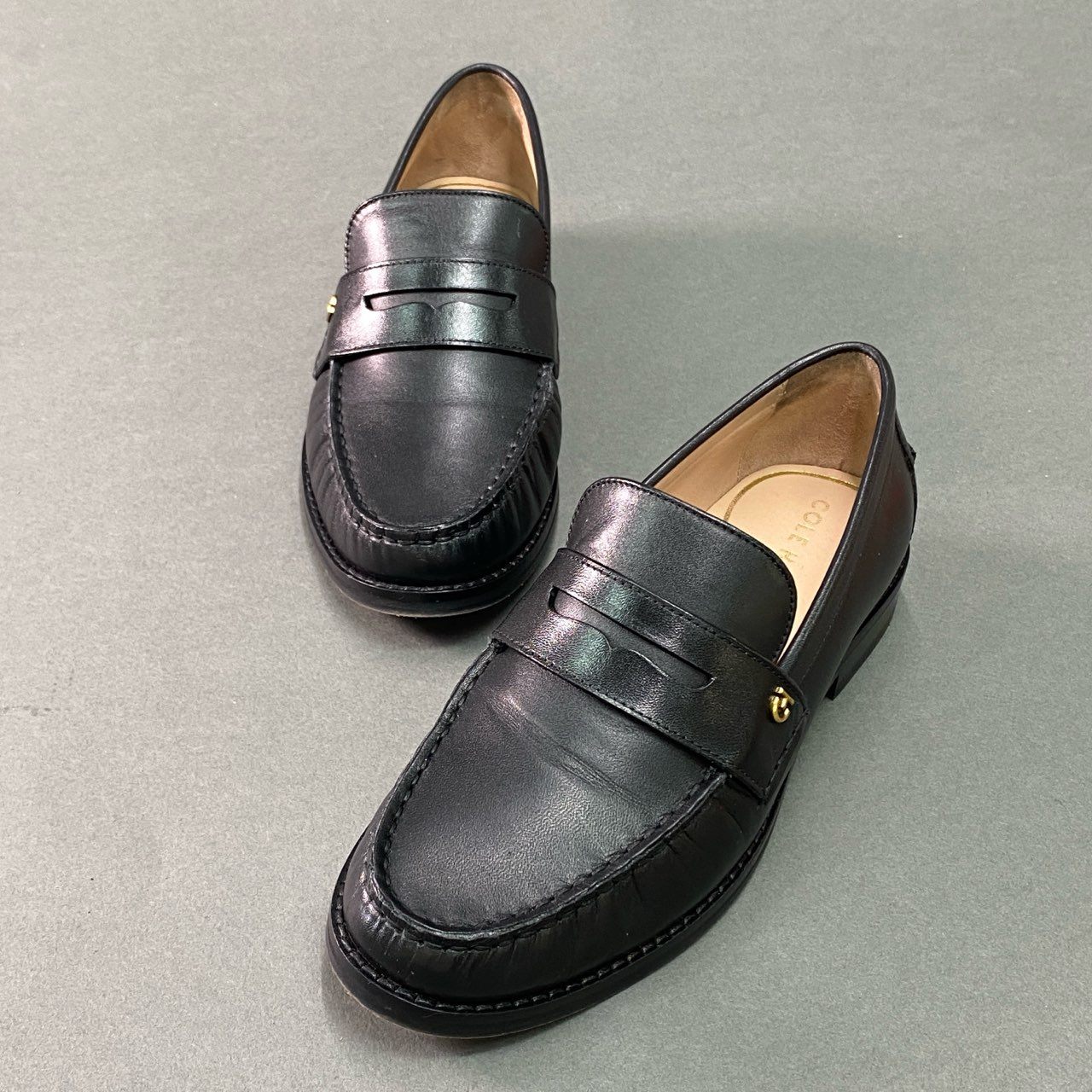 10f4 《美品》定価¥35.200 COLE HAAN コールハーン LUX PINCH PENNY ラックス ピンチ ペニーローファー W28842 5B ブラック レザー 革靴 シューズ 箱付き