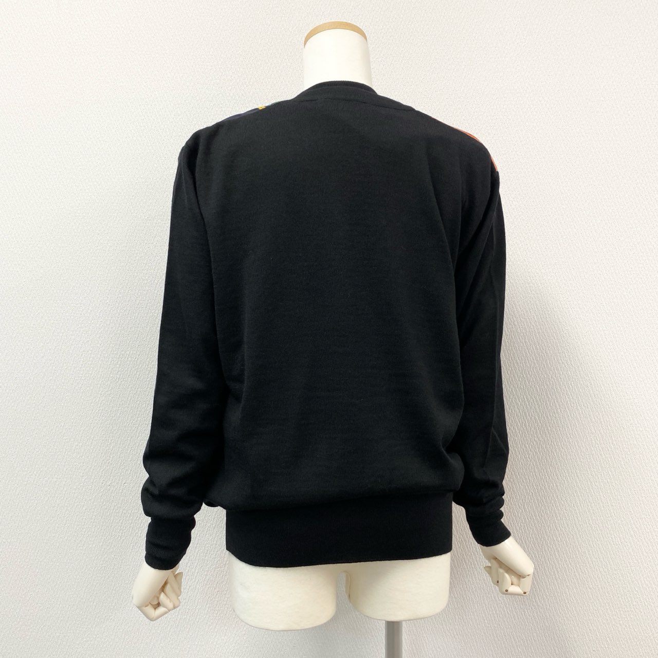 86i11 【美品】 LEONARD レオナール ニット ナイロン切替カーディガン アンサンブル 長袖ニット 金ボタン レディース 女性用 2 ブラック グリーン マルチカラーu02t