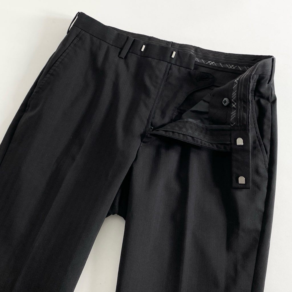 83h27 BURBERRY BLACK LABEL バーバリーブラックレーベル スリーピース シングルスーツ ビジネススーツ セットアップ D1H06-702-09 サイズ92-76-170 38R ブラック ストライプ 羊毛100% メンズ