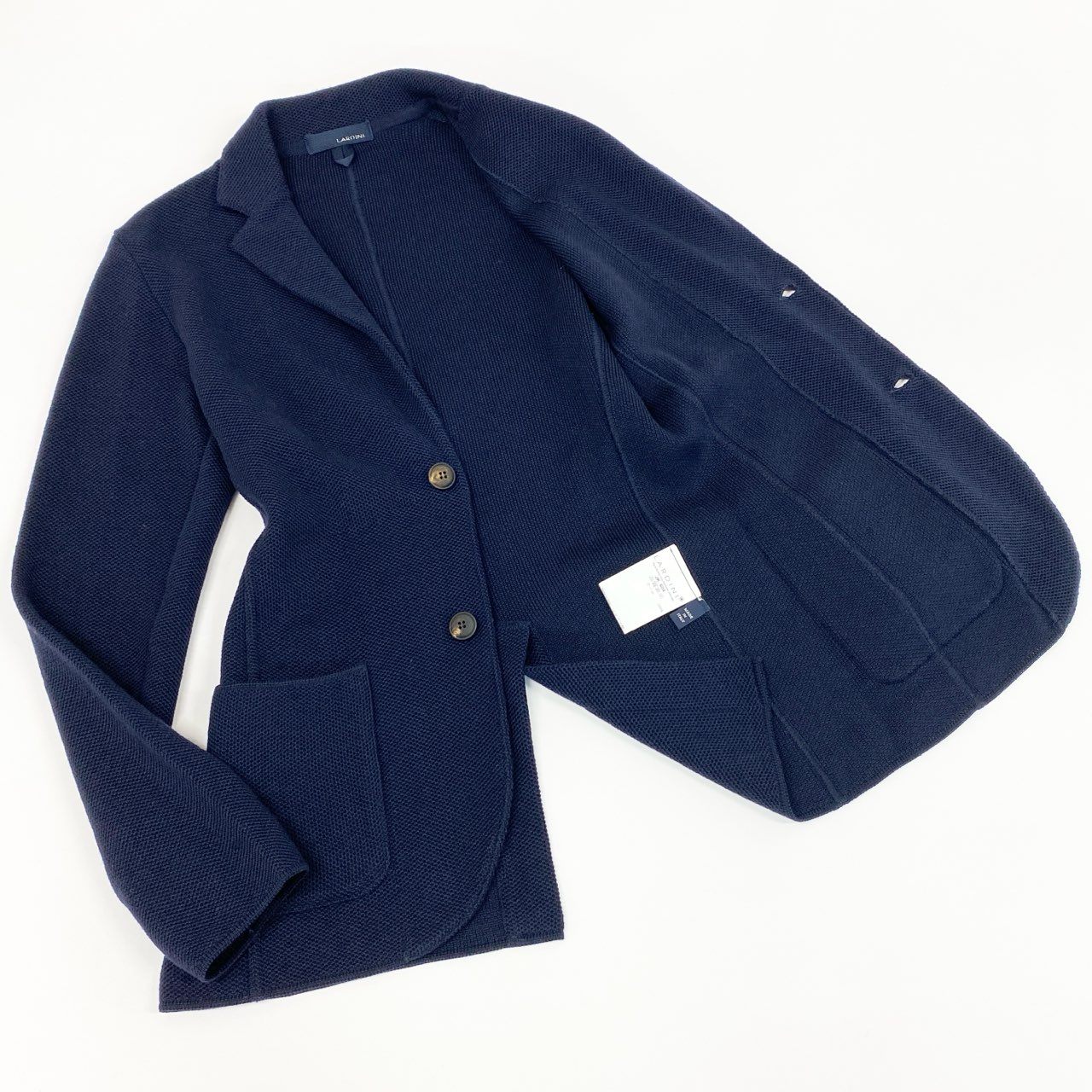59e9 【イタリア製】LARDINI ラルディーニ タイトシルエット 2釦 ニットジャケット テーラードジャケット サイズXS ネイビー メンズ 男性用