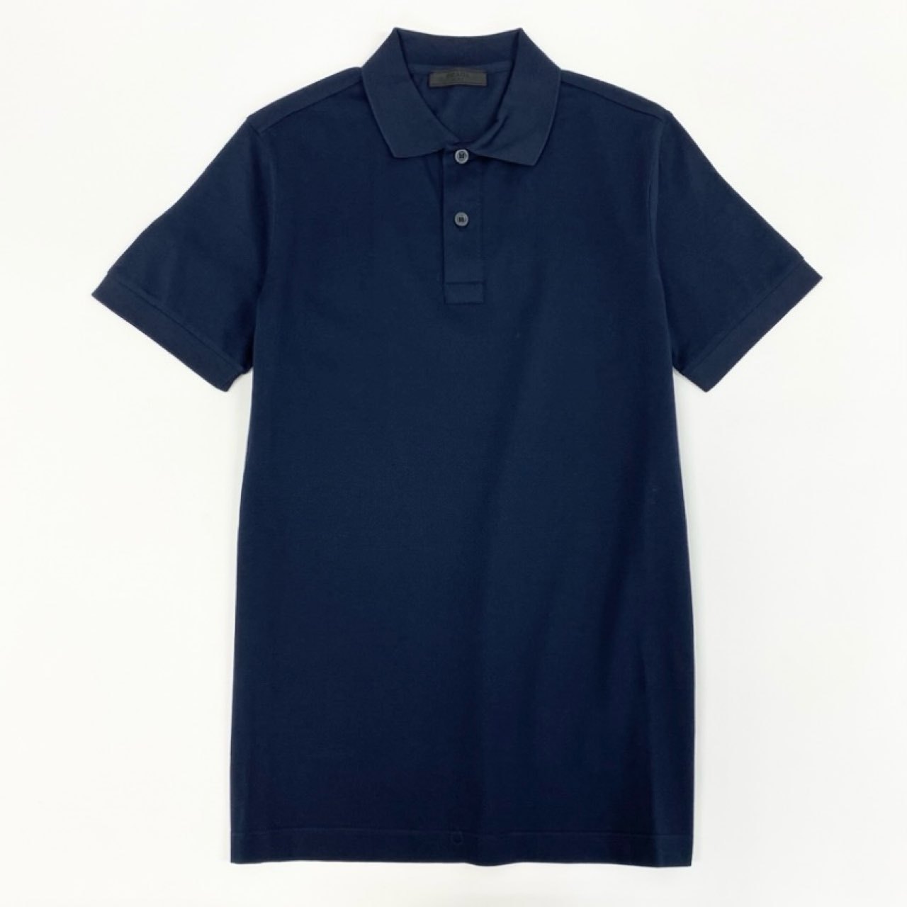 33k29① 《美品》 PRADA プラダ 半袖ポロシャツ コットンシャツ カットソー 鹿の子 薄手 メンズ DNA497 XS ネイビー 綿100