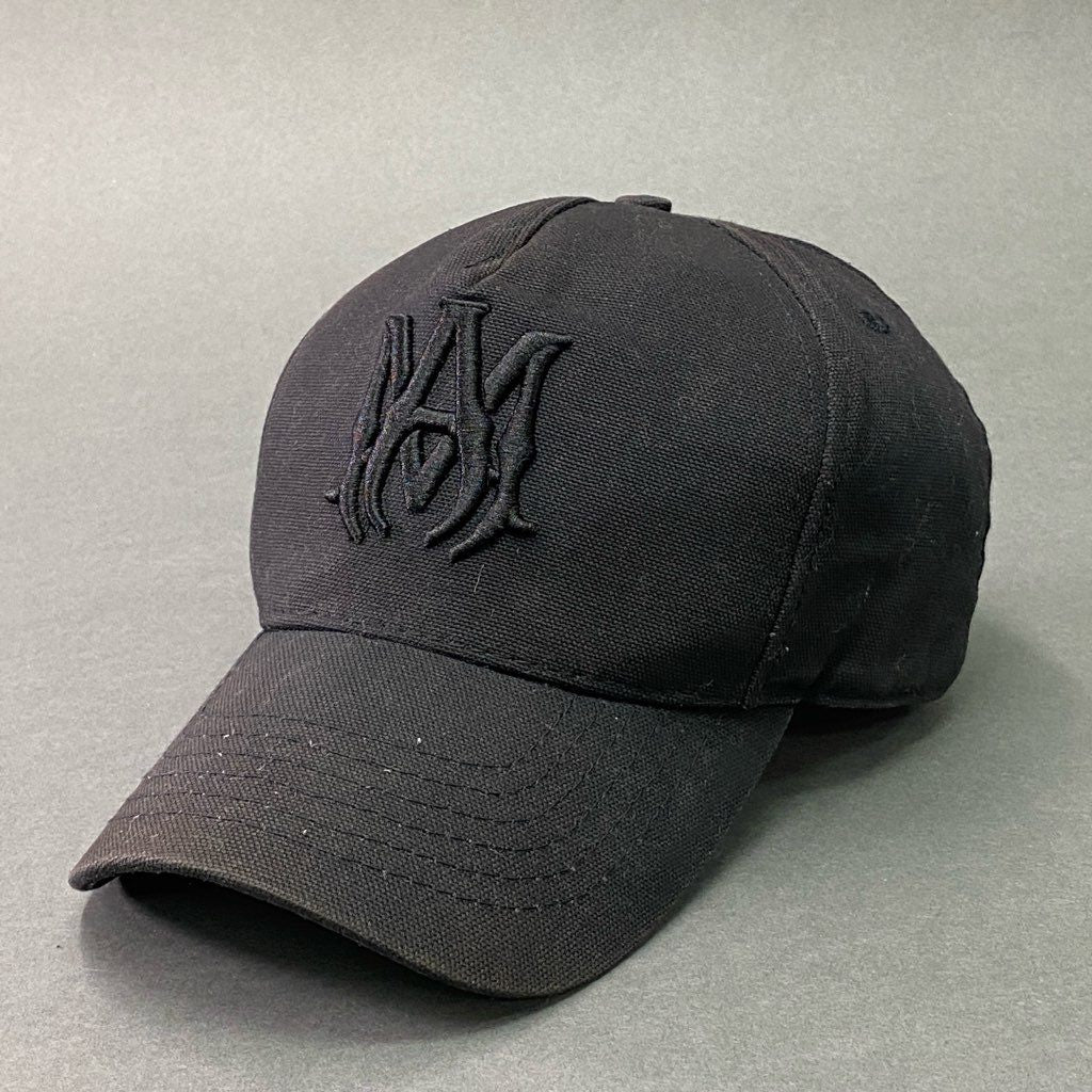 7d6 AMIRI アミリ M.A. Logo Embroidered Baseball Cap キャンバスハット ロゴキャップ SR1XMAH004SAMHDC FREE ブラック