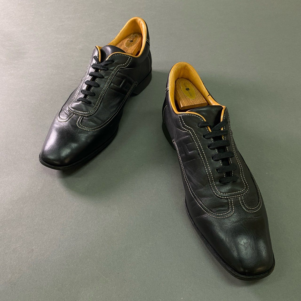 6b7 HERMES エルメス クイック レザースニーカー 43 1/2 ブラック Leather シューズ イタリア製
