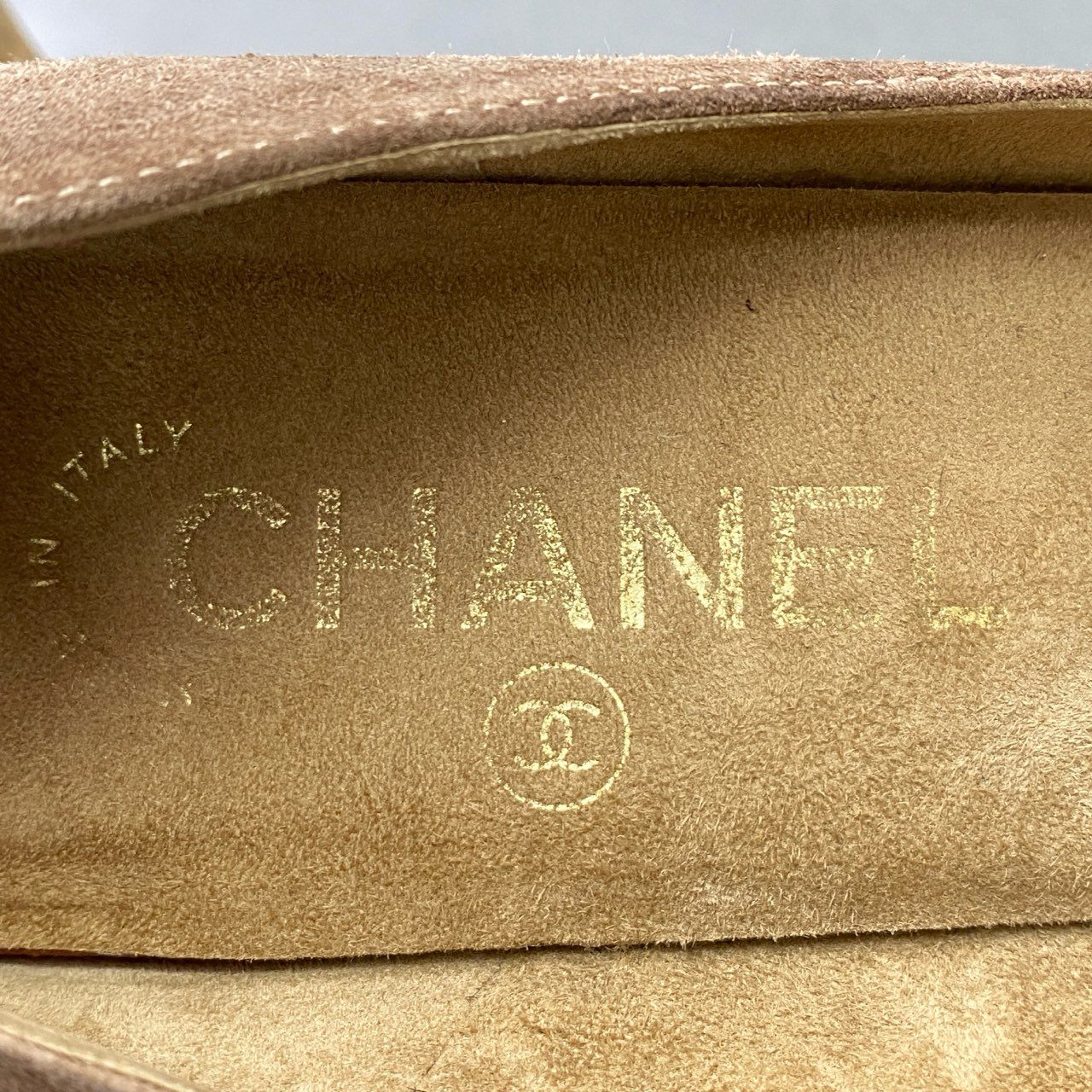 2d21 CHANEL シャネル ココマーク オープントゥ スエード パンプス サンダル シューズ イタリア製 36 ピンクベージュ スウェードレザー