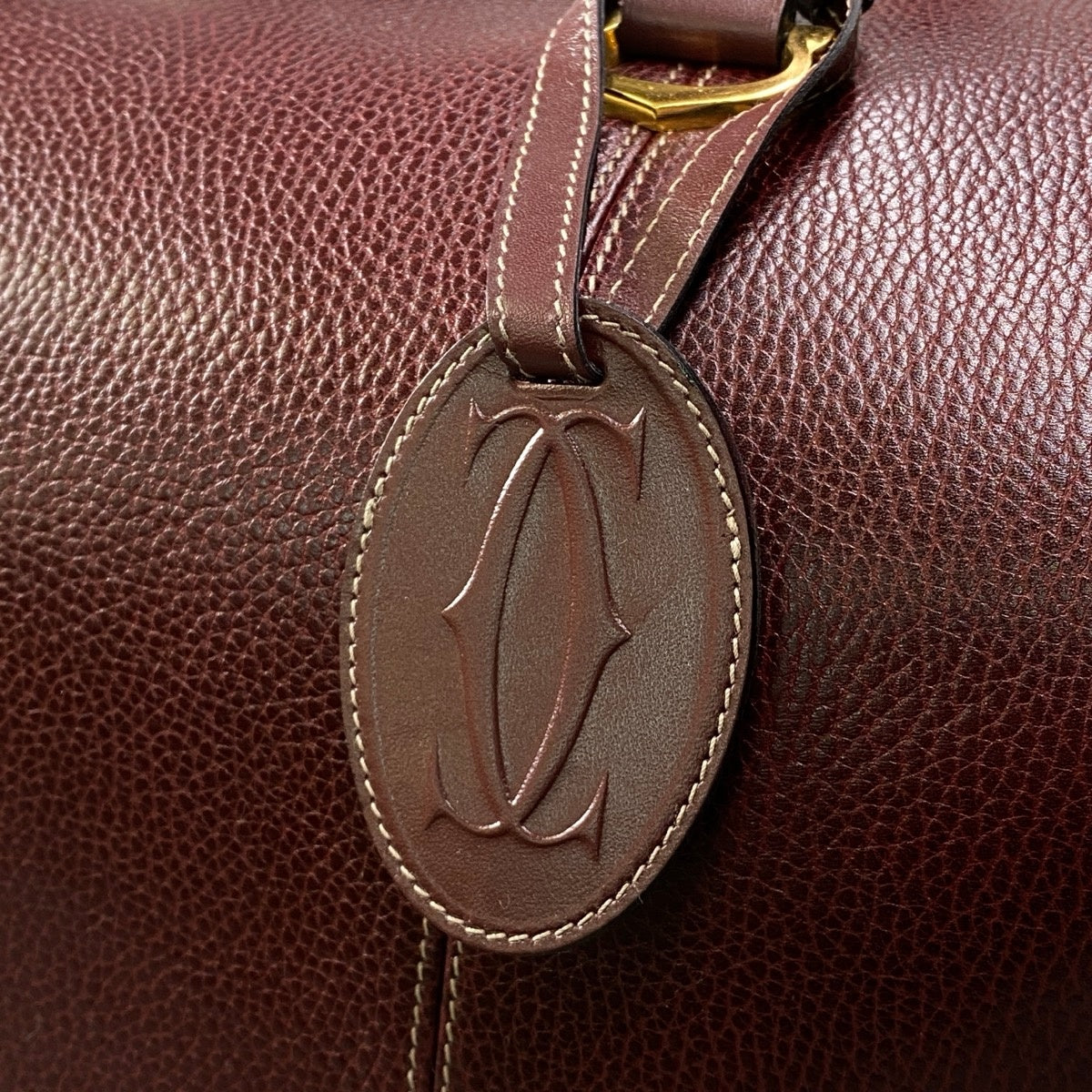 j4 Cartier カルティエ ヴィンテージ ボストンバッグ Vintage Weekender Bag Burgundy バーガンディ レザーt18r