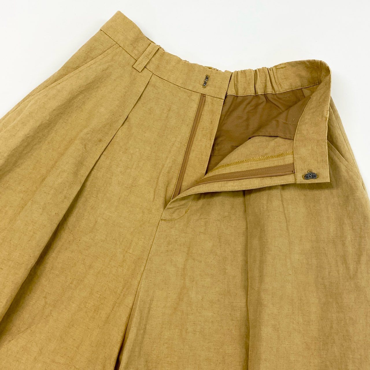81h7 HOUSE OF LOTUS ハウスオブロータス タックパンツ ワイドパンツ キュロット M イエロー レディース 女性用u02t