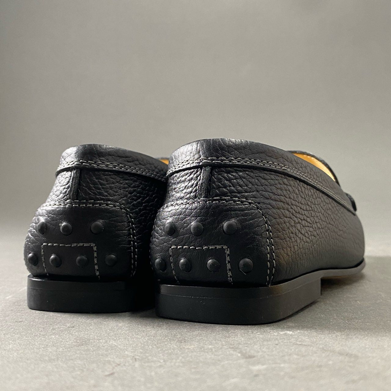 8f13 【美品】 TOD'S トッズ レザー ドライビングシューズ モカシン スリッポン サイズ38 1/2 ブラック レディース