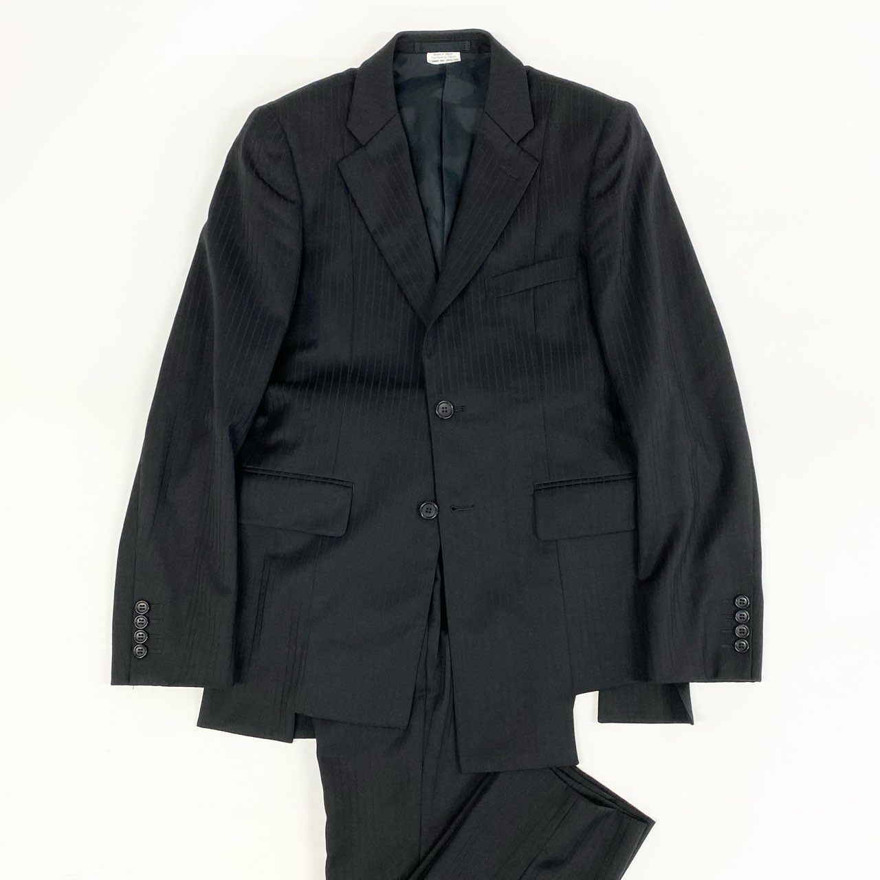 17h20 COMME de GARCONS HOMME DEUX コムデギャルソン オムドゥ シングルスーツ セットアップ デザインジャケット DK-J030/DK-P032 サイズXS ブラック ストライプ ウール メンズk02i