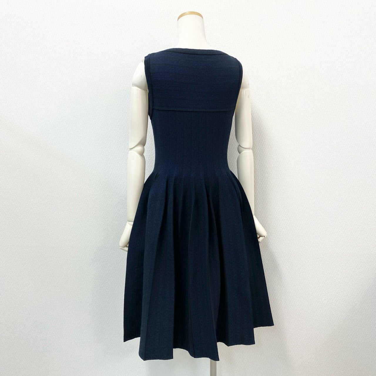 42a23 《美品》 FOXEY フォクシー CONCERTO コンチェルト ノースリーブワンピース 36832 40 ミッドナイトブルー ドレス 日本製 夏