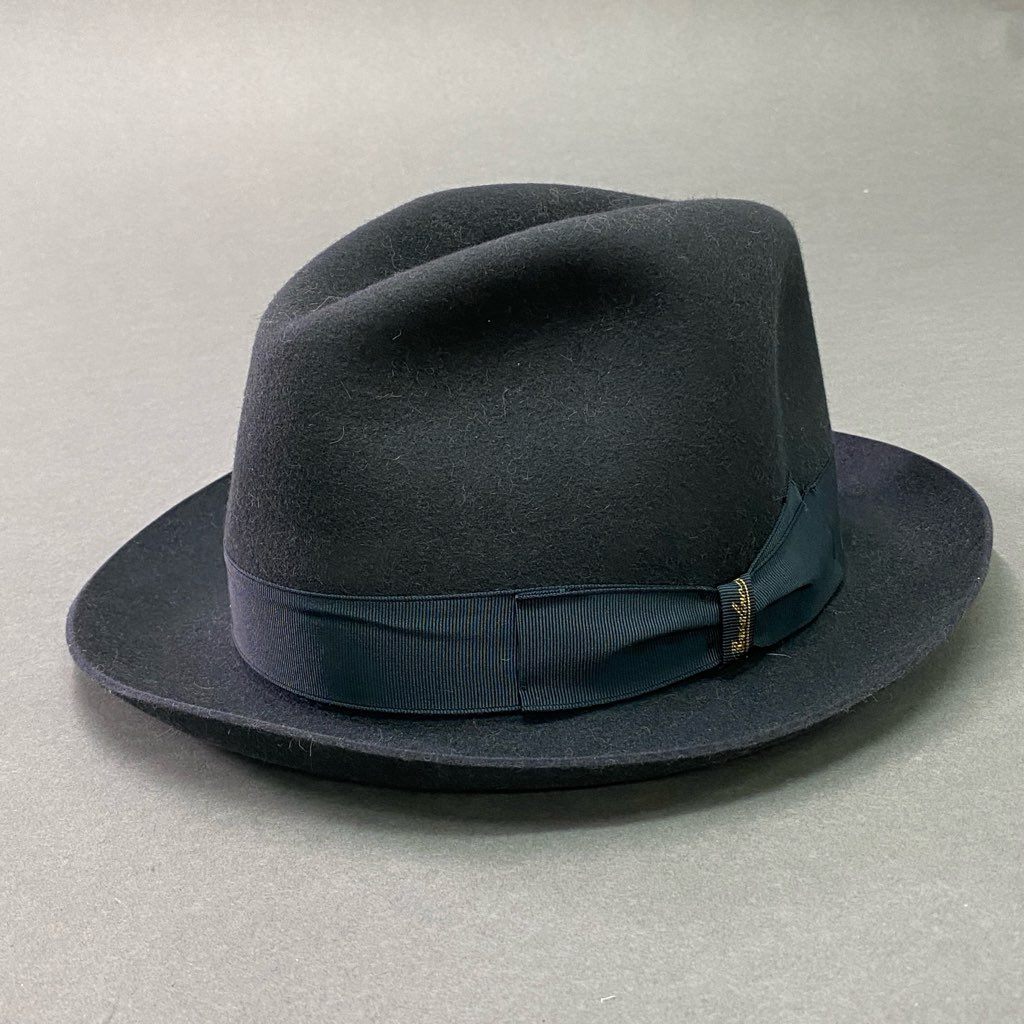 d8-2 Borsalino ボルサリーノ ラヴィットハット フェルト イタリア製 Qualita Superiore クオリタスペリオーレ 114561 57程度 ブラック 兎 100%