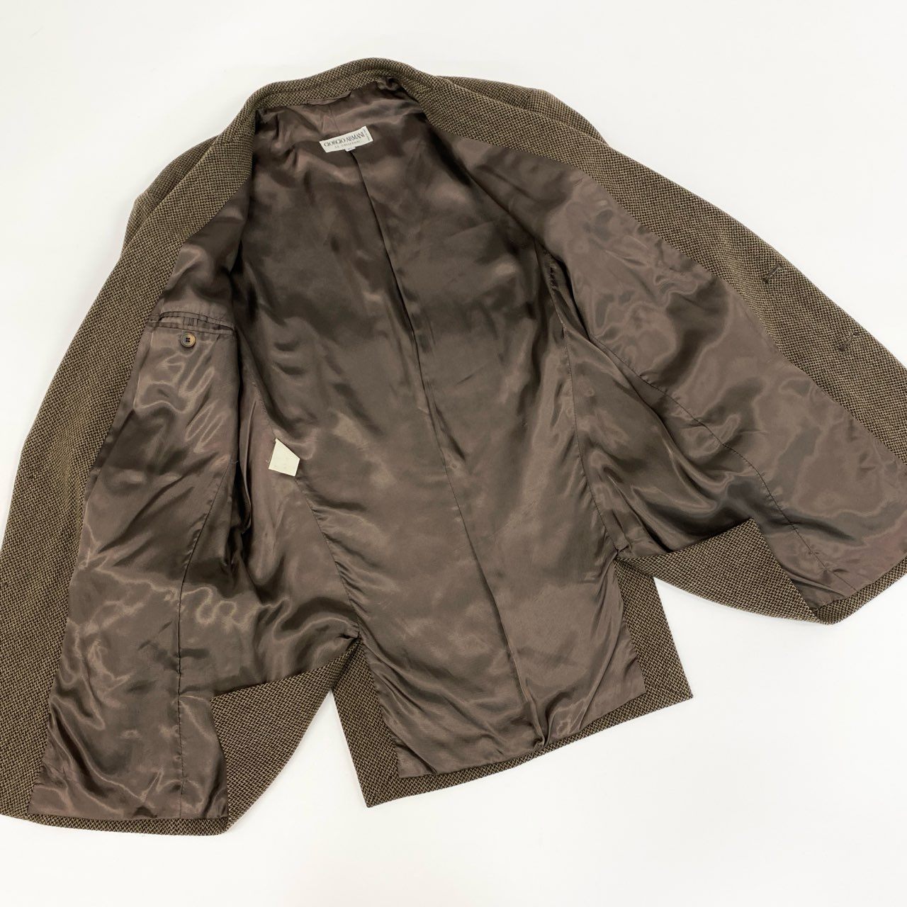 25f14 GIORGIO ARMANI ジョルジオアルマーニ ヴィンテージ ウールテーラードジャケット 40 ブラウン Vintage ブレザー スーツ