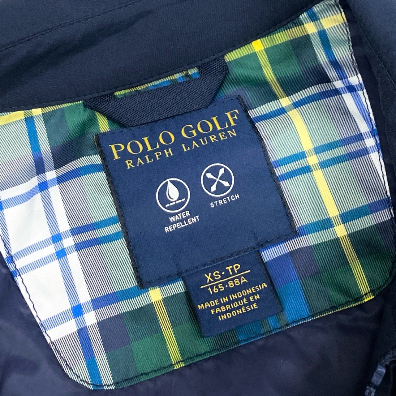 28f14 《美品》 POLO GOLF RALPH LAUREN ポロゴルフ ラルフローレン ブルゾン ジャケット ポニー刺繍 撥水 ストレート サイズXS ネイビー メンズ 紳士服 ゴルフウェア