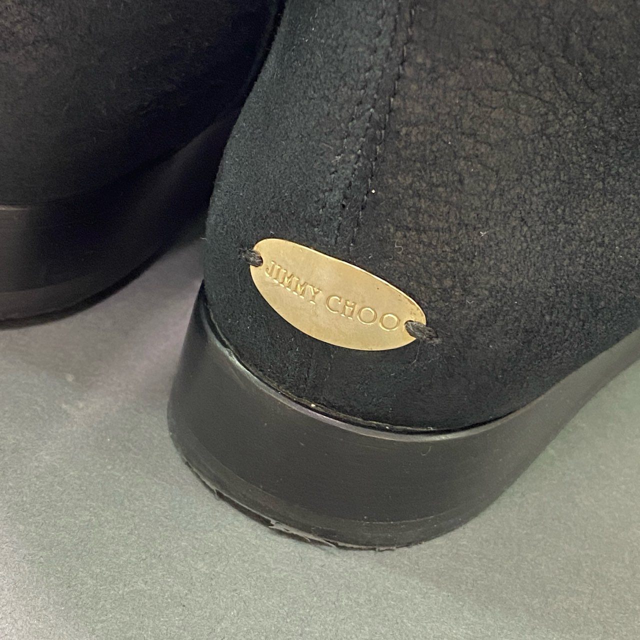 3c11 JIMMY CHOO ジミーチュウ ムートンロングブーツ 37 ブラック レザー レースアップ シューズ ボア イタリア製 冬