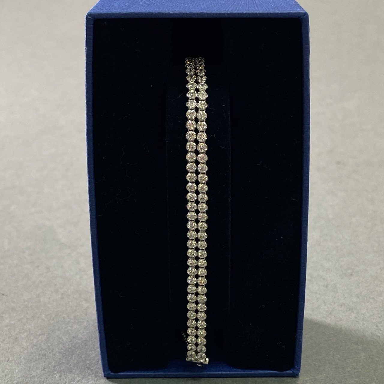 f6 Swarovski スワロフスキー ラインストーン 2連 ブレスレット アクセサリー ジュエリー クリスタル シルバー