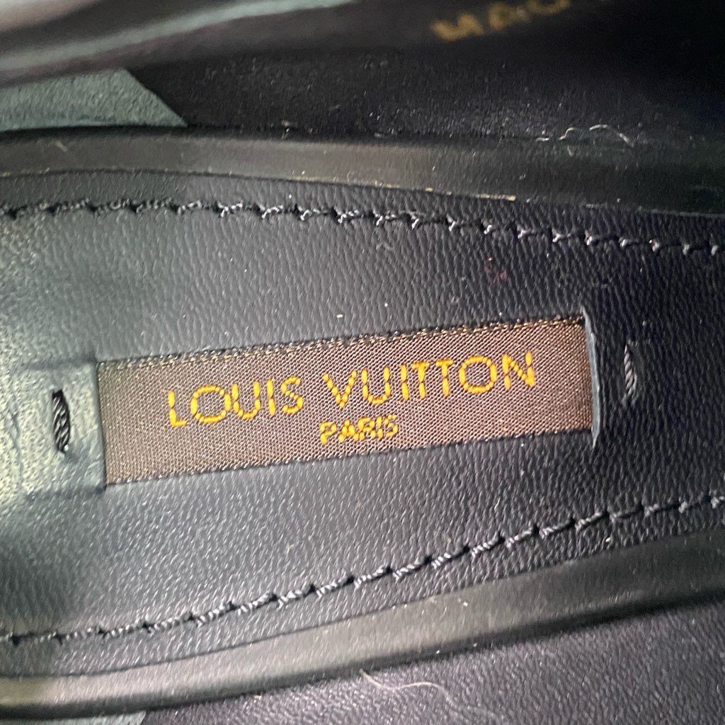 3d3 LOUIS VUITTON ルイヴィトン レザーヒールブーツ 37 1/2 ブラック Leather LV ブーティ シューズ イタリア製
