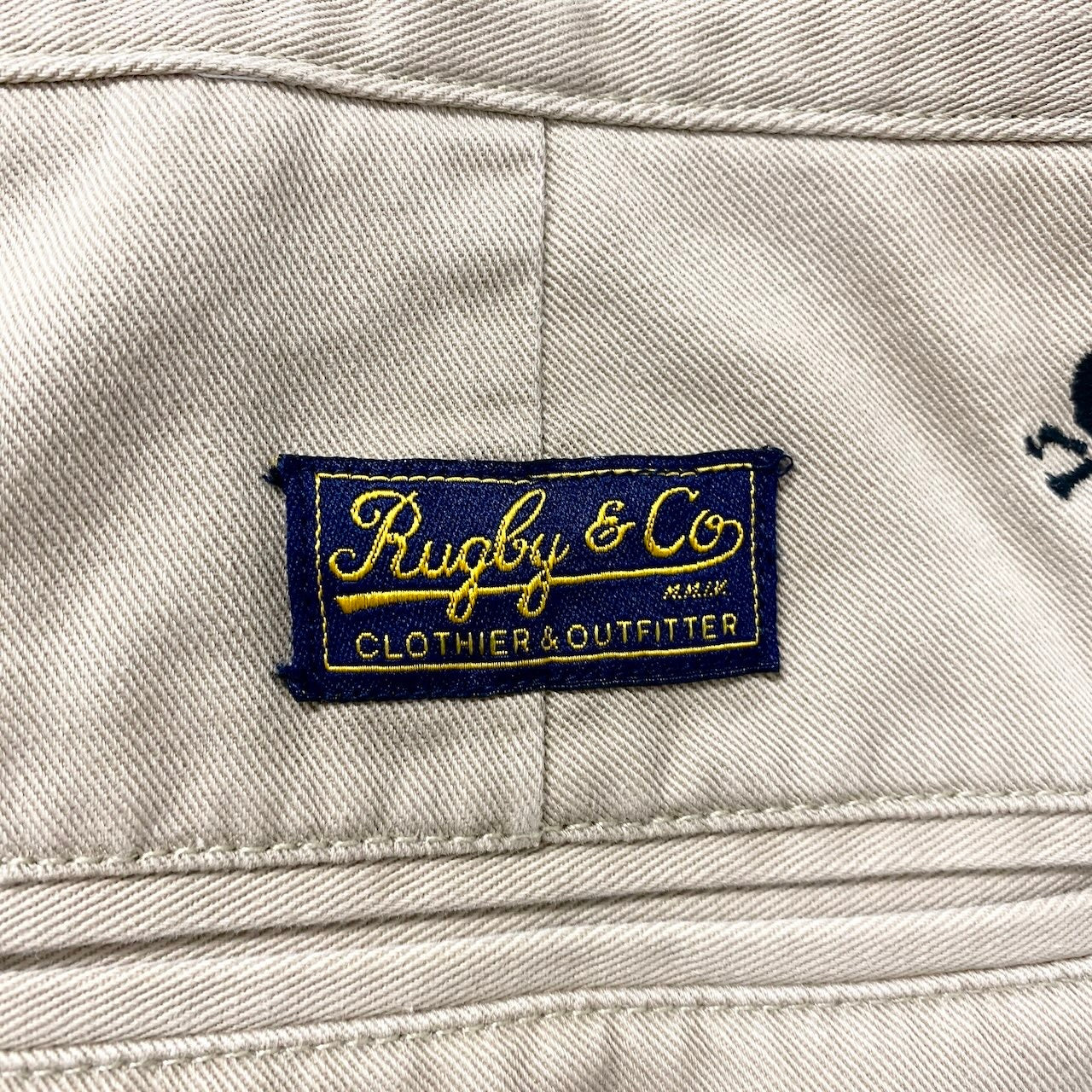 71f16 RALPH LAUREN ラルフローレン RUGBY ラグビー スカル刺繍 チノパンツ ボトムス サイズ34/32 ベージュ メンズ 紳士服u02t