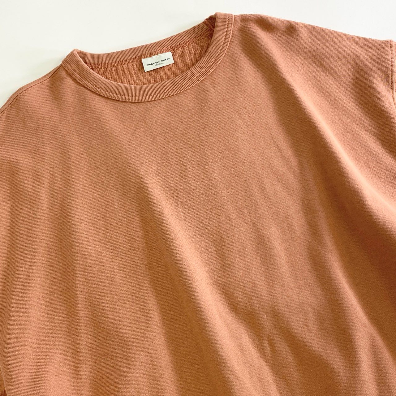 50k8 DRIES VAN NOTEN ドリスヴァンノッテン クルーネック スウェット プルオーバー トップス オーバーサイズ 1157-343-1274 Mサイズ ピンクベージュ コットン
