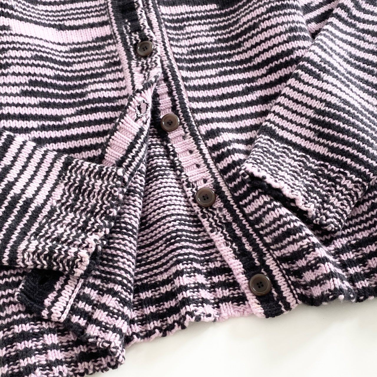 2d22 【美品】 伊製 MISSONI ミッソーニ ミドルゲージ カシミヤ100%ニット カシミヤカーディガン 46 ピンク/ブラック レディース 婦人服