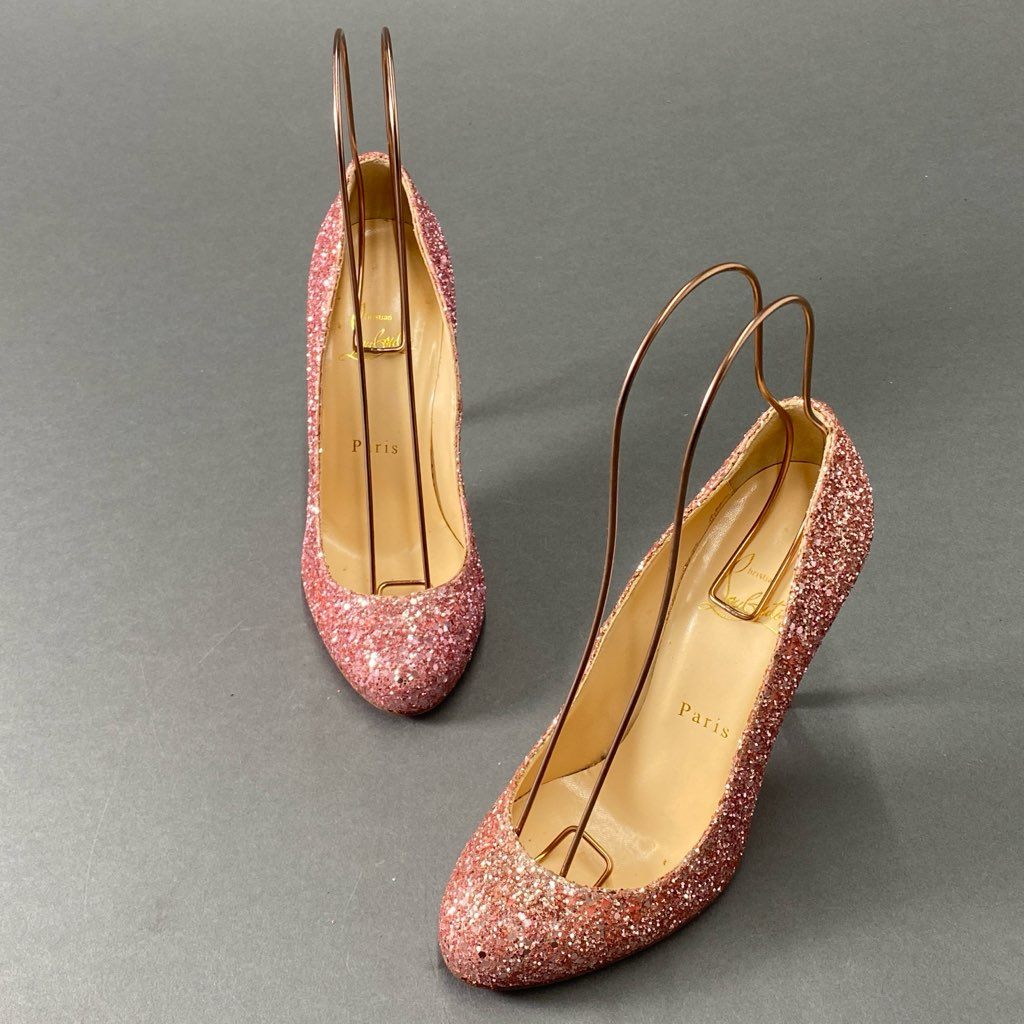 4d21 Christian Louboutin クリスチャン ルブタン グリッター パンプス ハイヒール 36 ピンク ラメ 結婚式 セレモニー パーティ