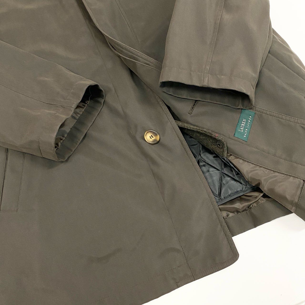 70j15《美品》 LAUREN RALPH LAUREN ローレン ラルフローレン ライナーベスト付き ジャケット 44 カーキ VINTAGE ヴィンテージ アウター キルティング 紳士服t18r
