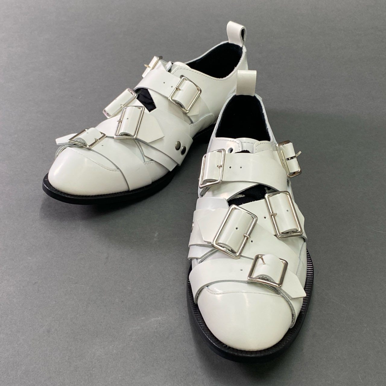 1b7 COMME des GARCONS コムデギャルソン モンスター期 多重ベルトシューズ 24.5cm ホワイト レザー イタリア製 箱付き