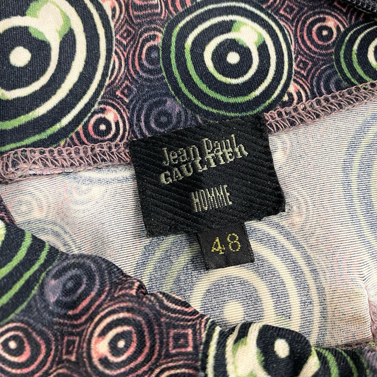 48h13《希少》 Jean Paul GALTIER HOMME ジャンポールゴルチエ 1996年 サークルプリント サイケデリック Tシャツ カットソー トップス サイズ48 マルチカラー 96FW アーカイブu02t