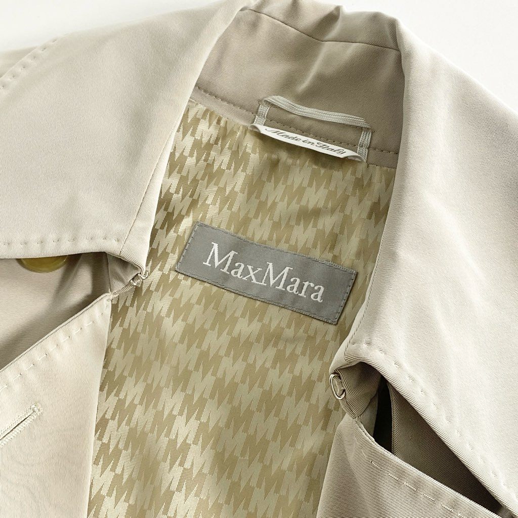48f20 【美品】 イタリア製 Max Mara マックスマーラ 裏地総柄 トレンチコート 日本サイズ38 ベージュ レディース 女性用 コート アウター