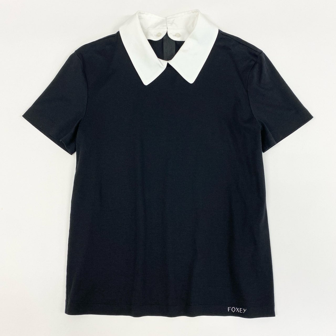 82f24 FOXEY NEW YORK フォクシー ニューヨーク 2WAY 襟取り外し可 カットソー 40129 40 ブラック Tシャツ 日本製