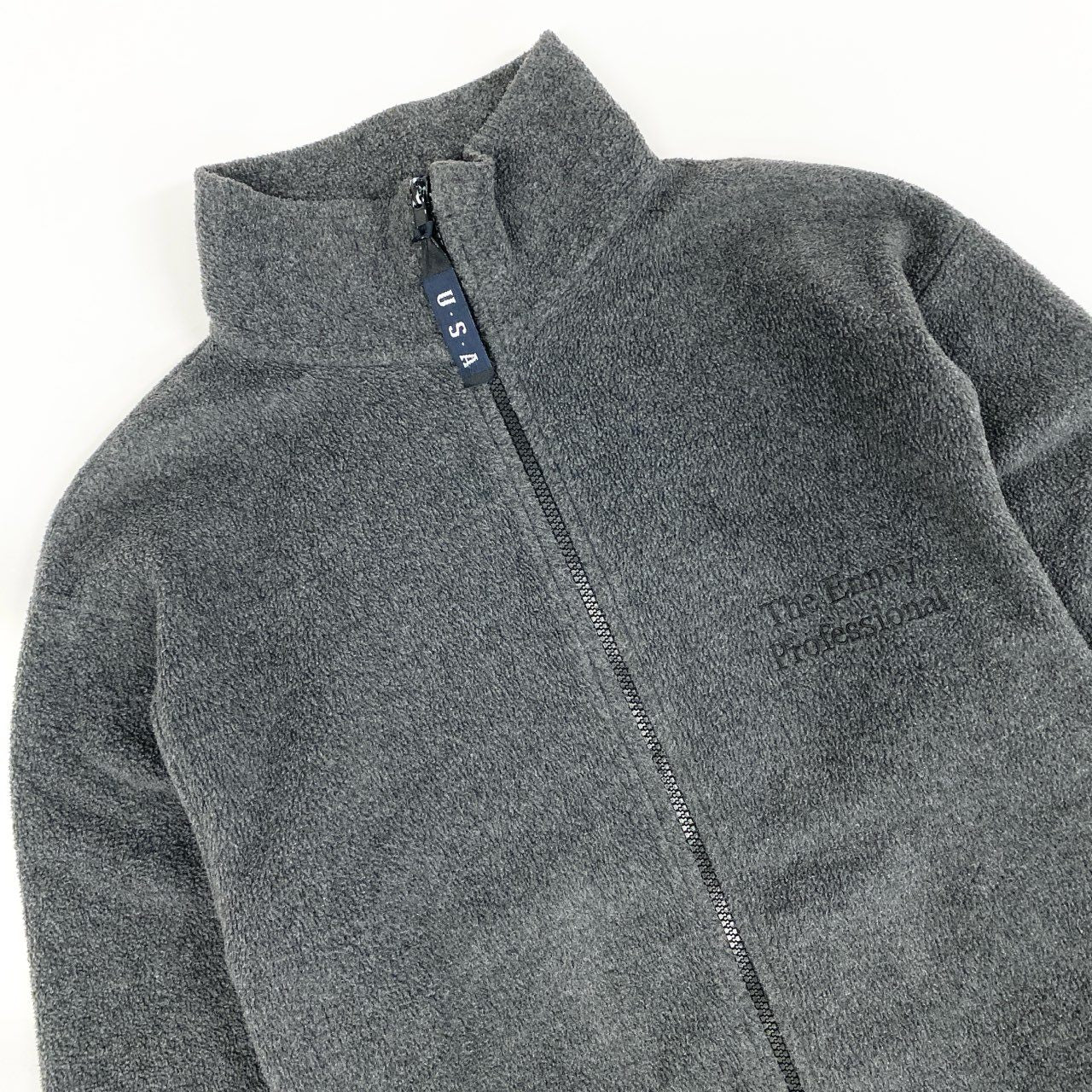 44h26 the ennoy professional ザエンノイプロフェッショナル ロゴ刺繍 フリースジャケット USA製 Mサイズ ダークグレー メンズo07t