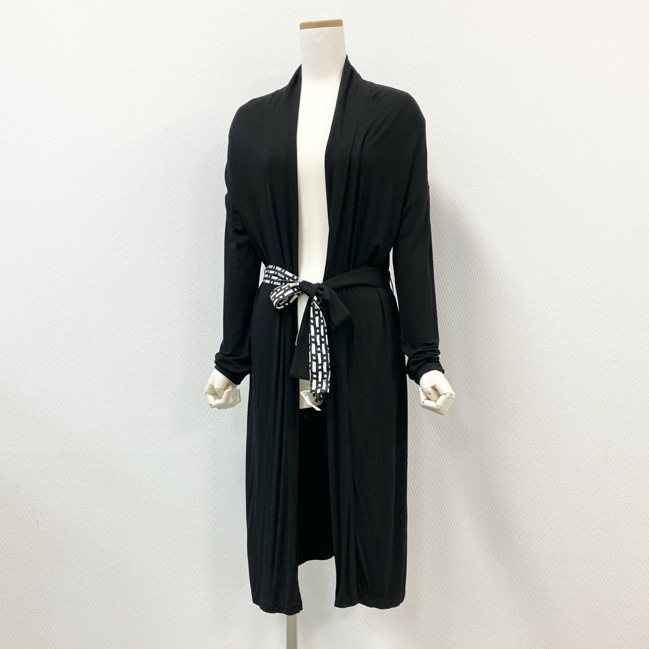 53j17 `S MaxMara エスマックスマーラ TIMELESS ロングニットカーディガン 羽織 ロングスリーブ ウエストリボン レディース 女性用 M ブラックu02t