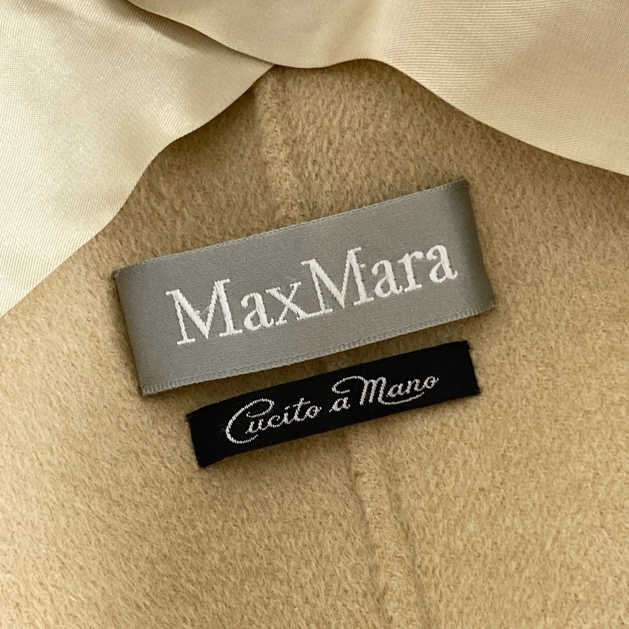 34d22 Max Mara マックスマーラ クチートアマーノ ベルテッドコート ロングコート 60160179 サイズ40 ベージュ アンゴラウール レディース