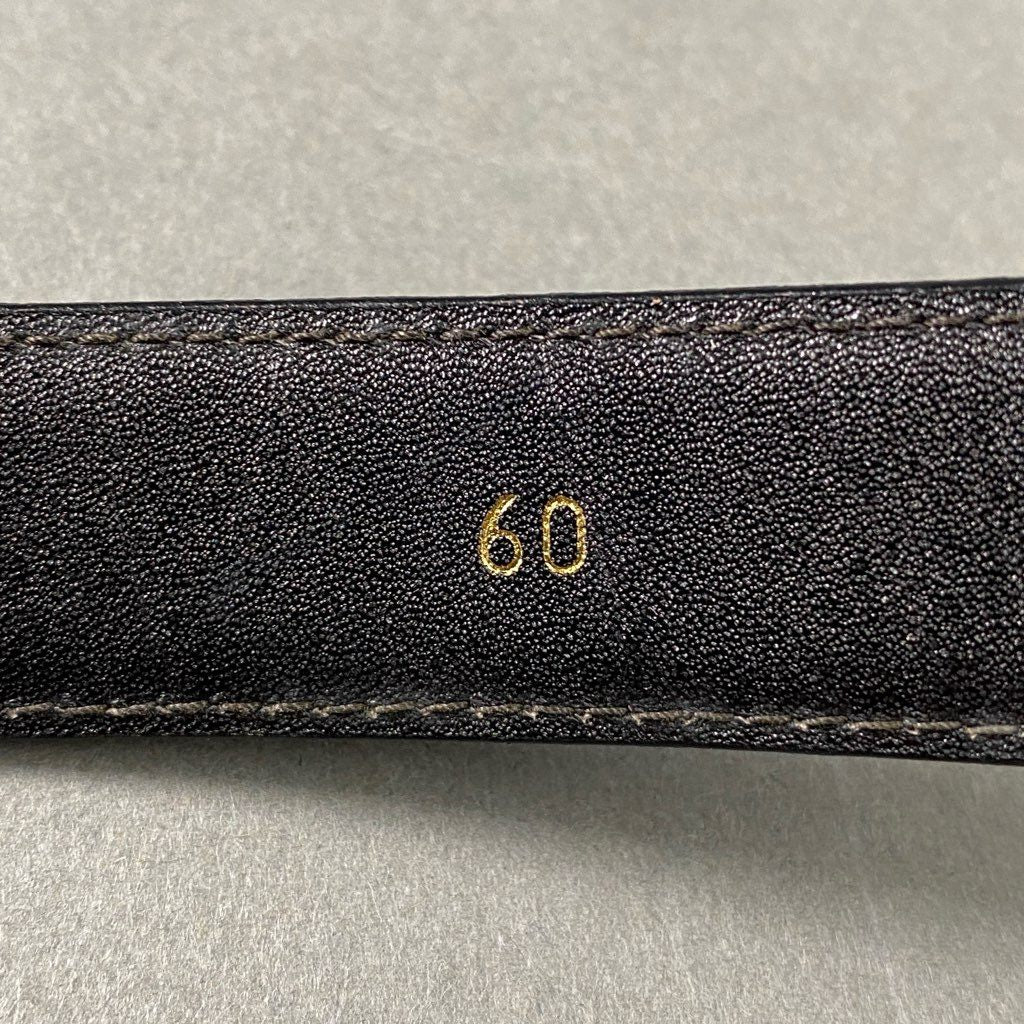 6f23 CELINE セリーヌ ダブルトリオンフ レザーベルト 60 ブラック Leather Belt イタリア製 ゴールド金具