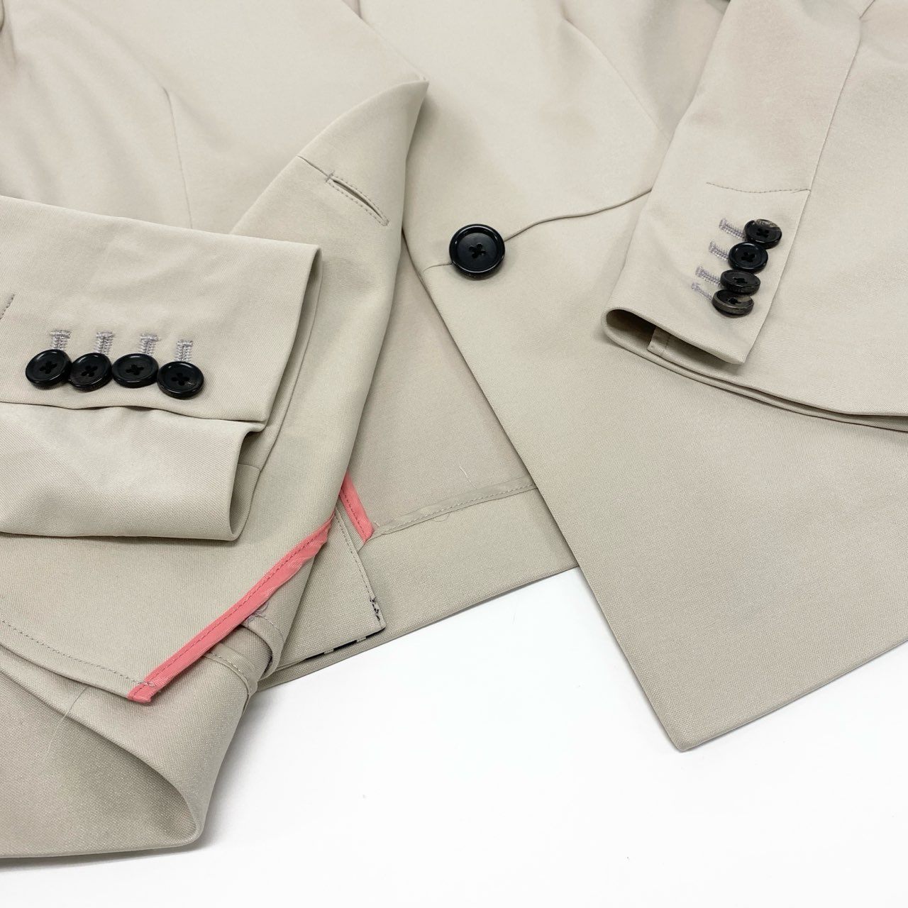 23i17 PS Paul Smith ポールスミス セットアップ ノーカラージャケット イージーパンツ ボトムス 大きいサイズ 42 XLサイズ相当 ベージュ レディースk02i