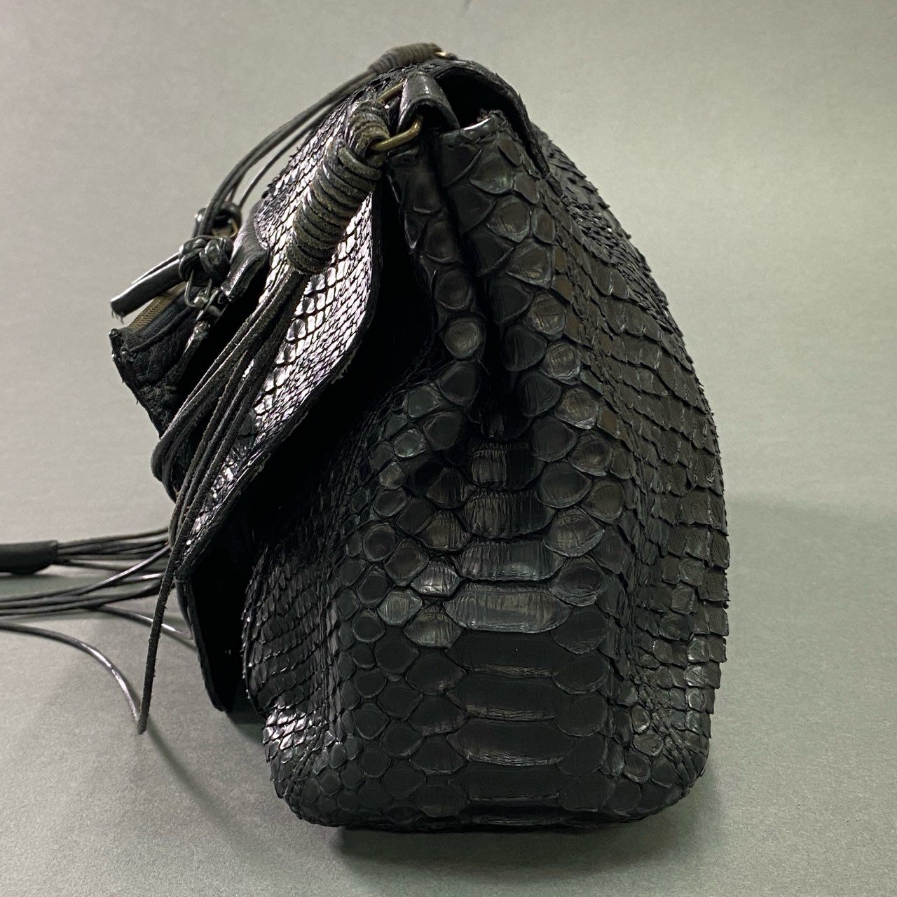 Cc21 JEROME DREYFUSS ジェローム ドレイフェス 00s Y2K パイソンレザー ショルダーバッグ ブラック Leather Japanese Label Vintage ヴィンテージ カバン