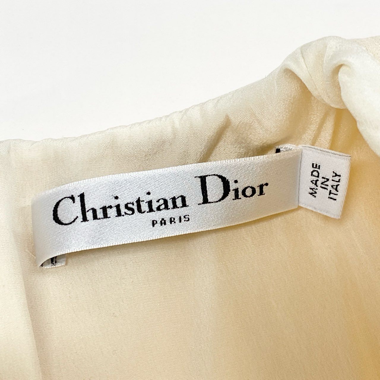 8d2 Christian Dior クリスチャンディオール ノースリーブワンピース ドレスワンピース 膝丈スカート 941R56A1166 サイズ36 ライトイエロー ウールシルク レディース イタリア製