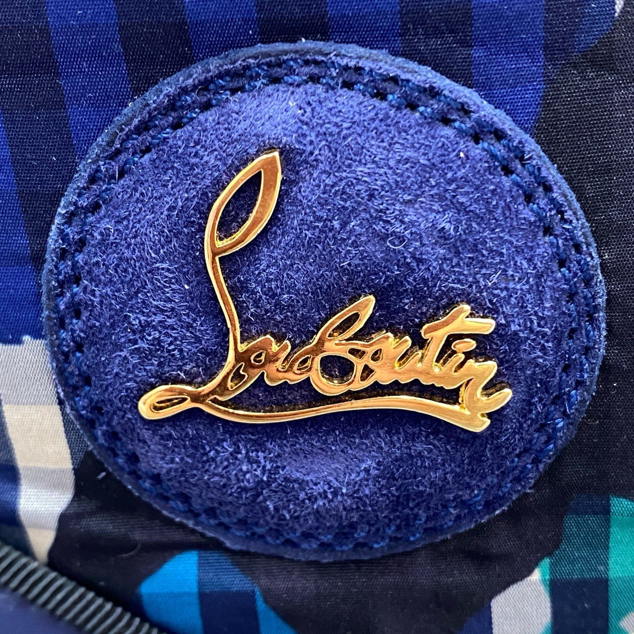 2l20 Christian Louboutin クリスチャンルブタン エナメルトゥ ローカットスニーカー 41 ネイビー ボルドー レザー 幾何学 シューズ EU製