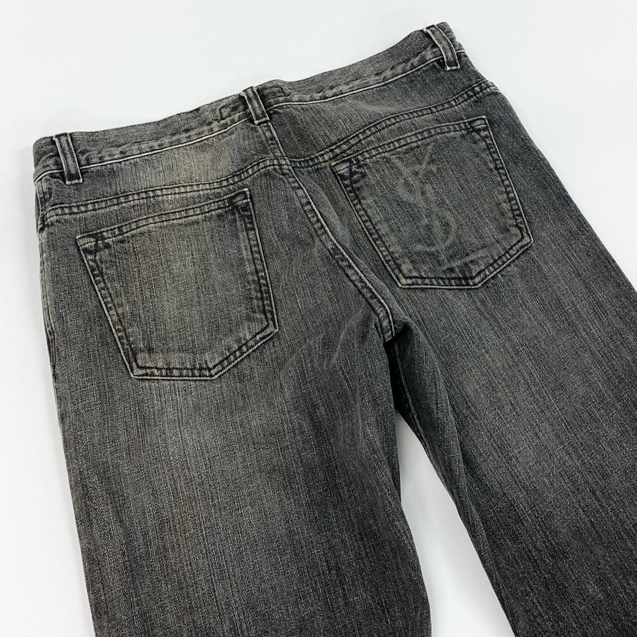 13f12 Yves SAINT LAURENT rive gauche イヴサンローラン リブゴーシュ YSLデカロゴ ブラックデニム ジーパン 5ポケット サイズ48 グレー系 コットン100 メンズ イタリア製