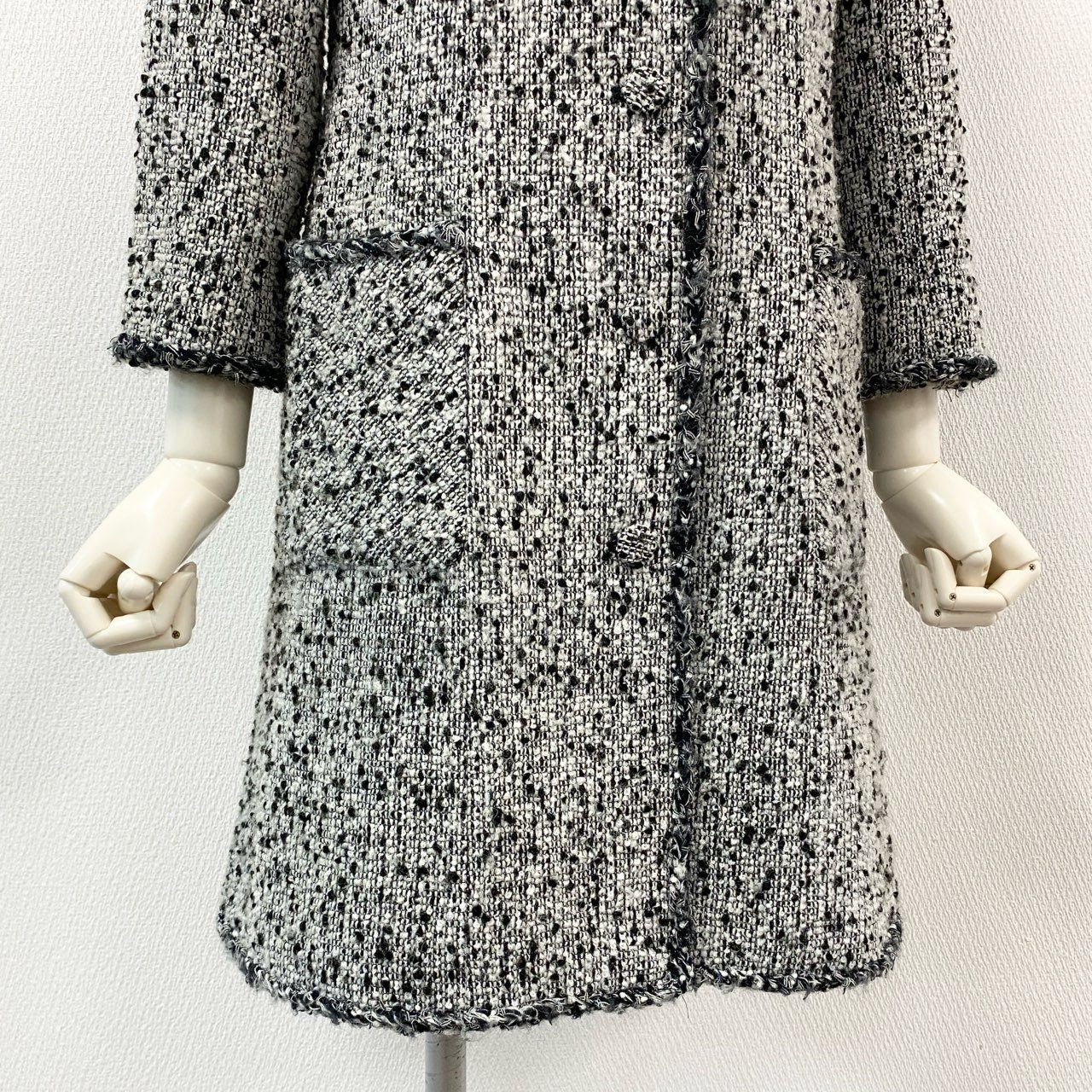 65g18 Rene ルネ ノーカラー ツイードコート TISSUE 日本製 アウター セレモニー◎ フォーマル◎ 34 グレー レディース