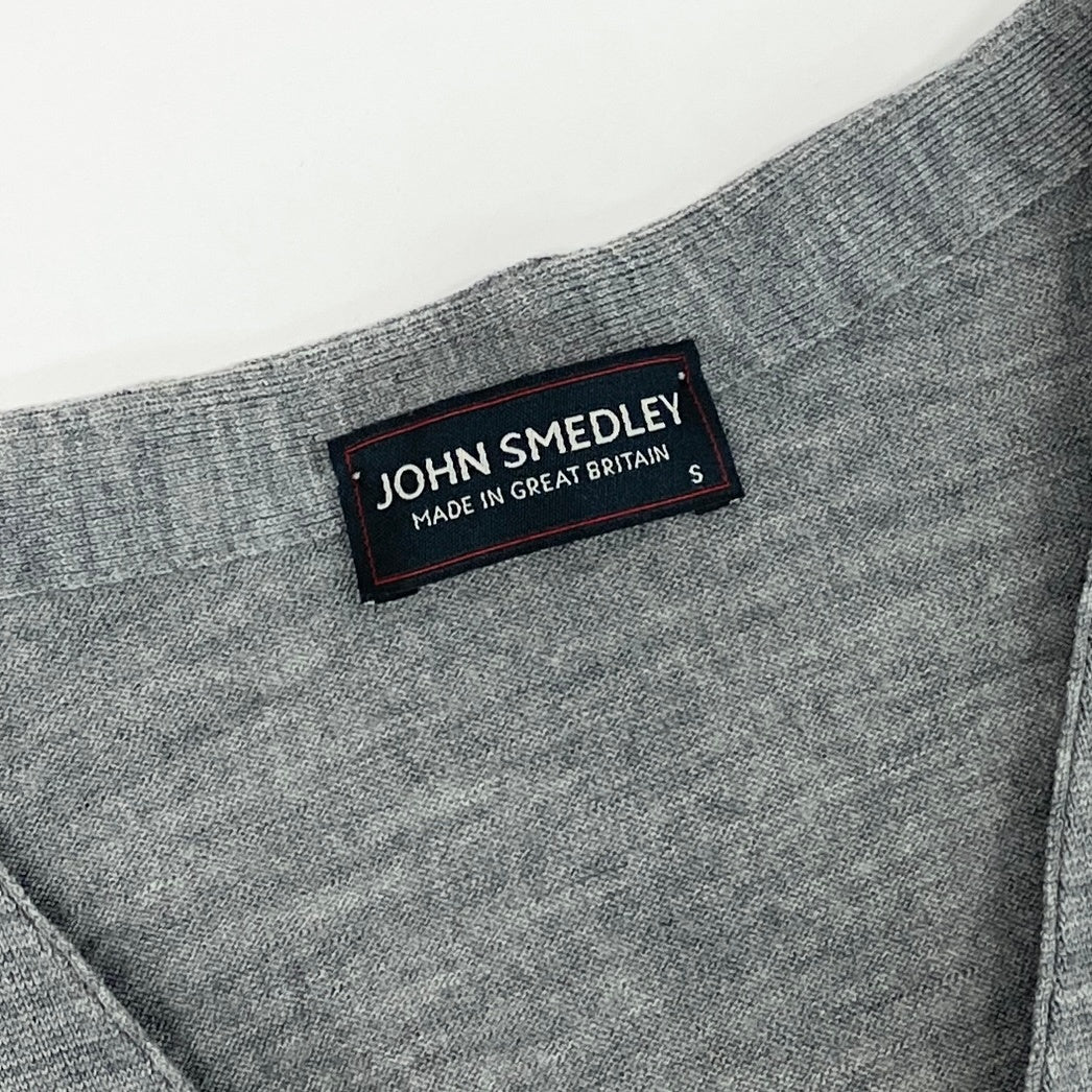 30lh29 JOHN SMEDLEY ジョンスメドレー Vネックカーディガン ウールカーディガン ニット トップス Sサイズ グレー メンズ 男性用u02t