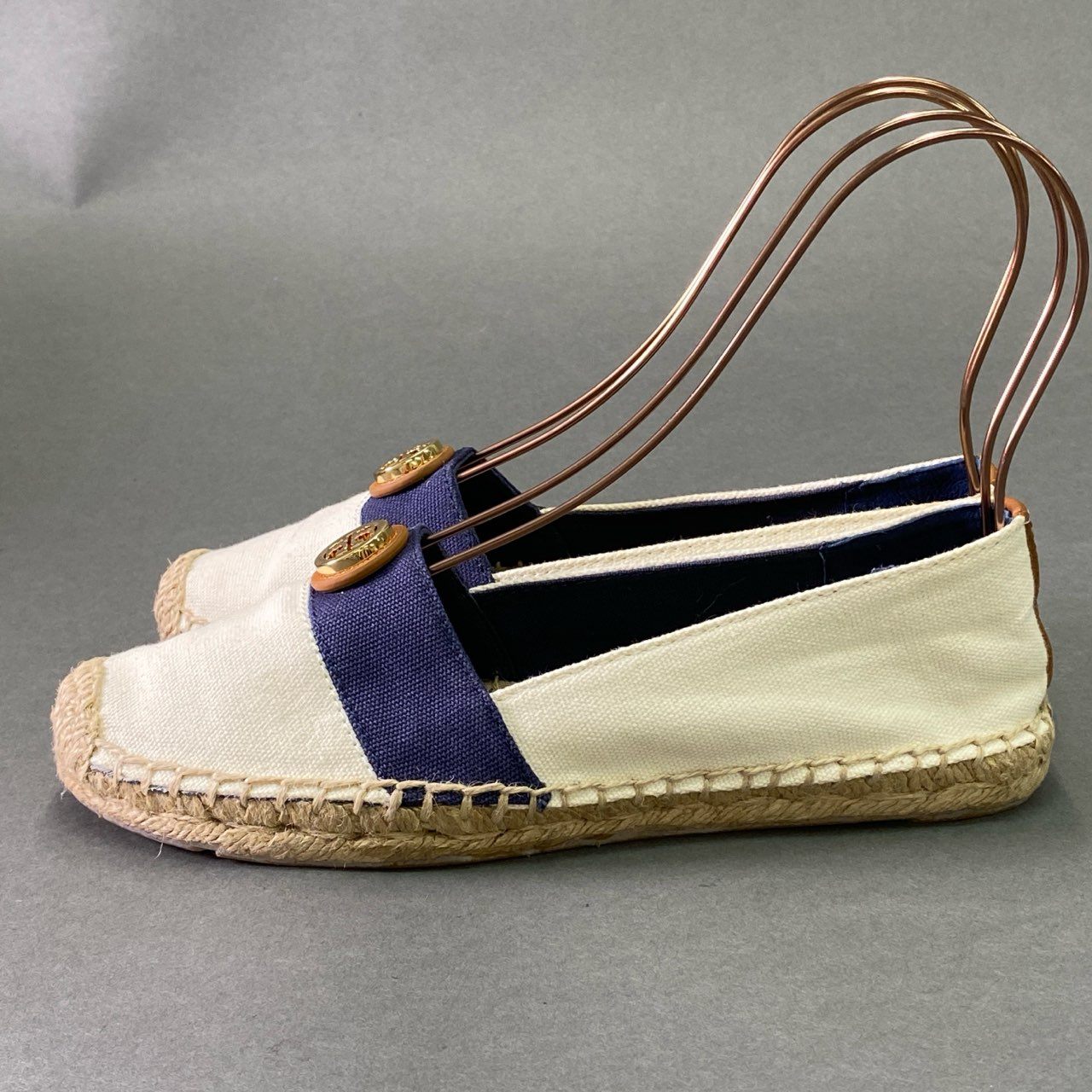 2f8 【未使用品】 TORY BURCH トリーバーチ BEACHER FLAT ESPADRILLE エスパドリーユ フラットシューズ 7 ホワイト 夏 箱付き
