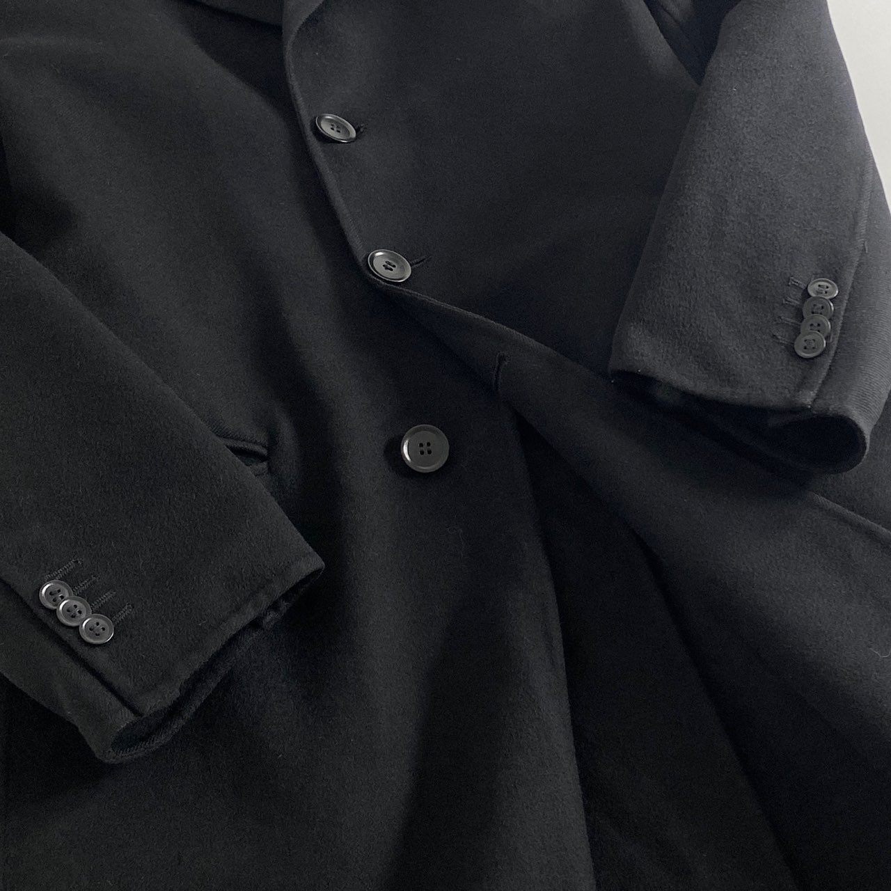 85h28 イタリア製 GIORGIO ARMANI ジョルジオアルマーニ カシミヤコート チェスターコート ロングコート サイズ46 ブラック カシミヤ100% メンズ 紳士服
