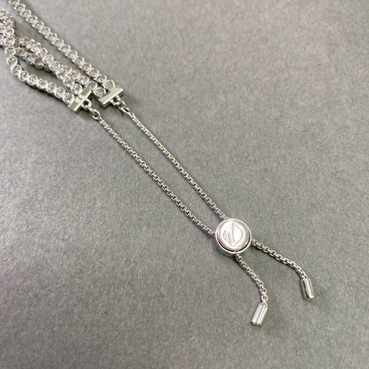 f6 Swarovski スワロフスキー ラインストーン 2連 ブレスレット アクセサリー ジュエリー クリスタル シルバー