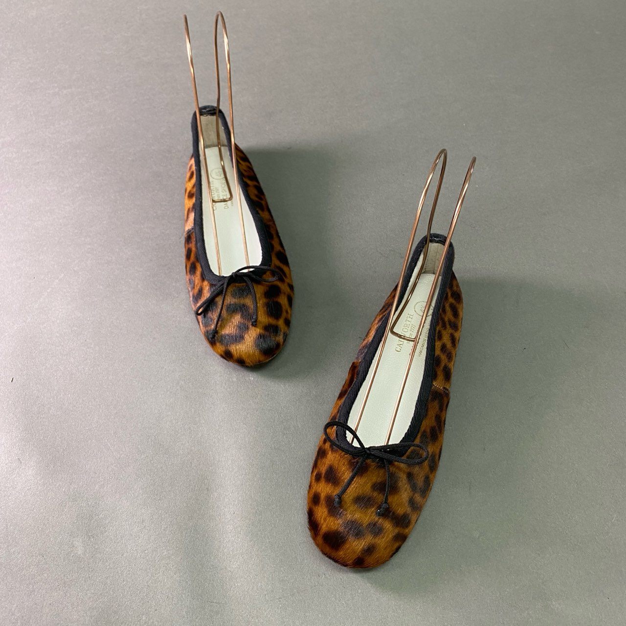 4j24 CATWORTH キャットワース Slip on Ballet Shoe ハラコ レオパード バレエシューズ 4 1/2 ブラウン DANCE SHOES イングランド製