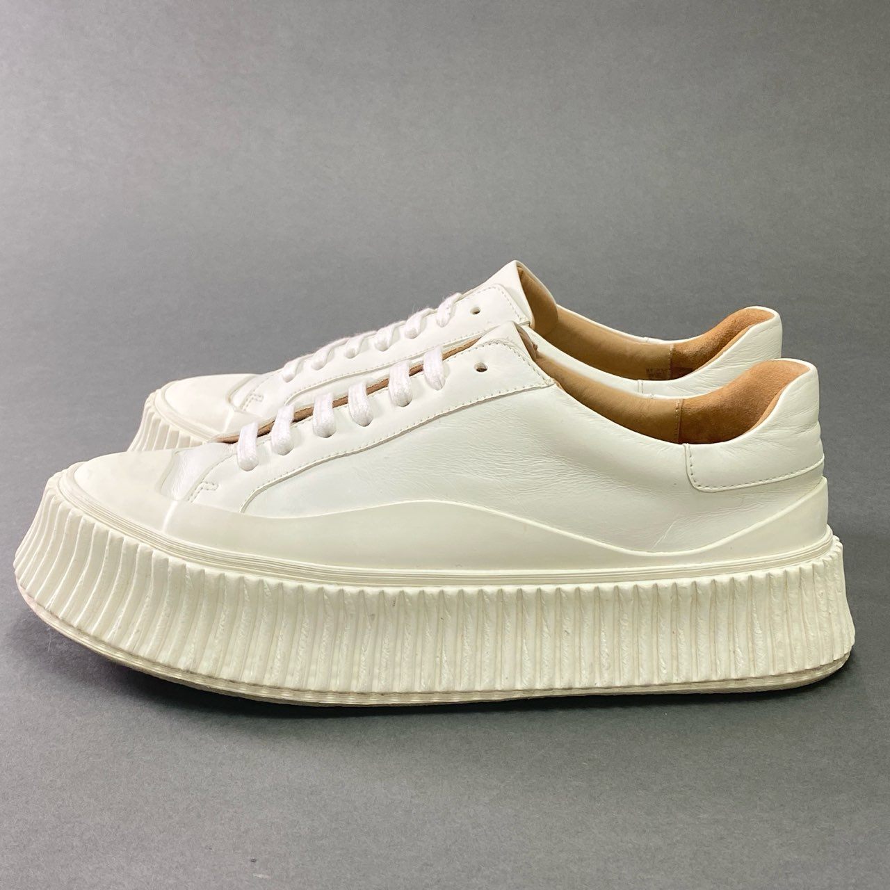 8c6 JIL SANDER ジルサンダー VULCANIZED Sneakers 厚底スニーカー シューズ 37 ホワイト レザー
